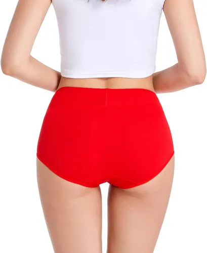 Vista 4 de youlehe Ropa interior de algodón para mujer, de cintura alta, cobertura completa, suave, transpirable