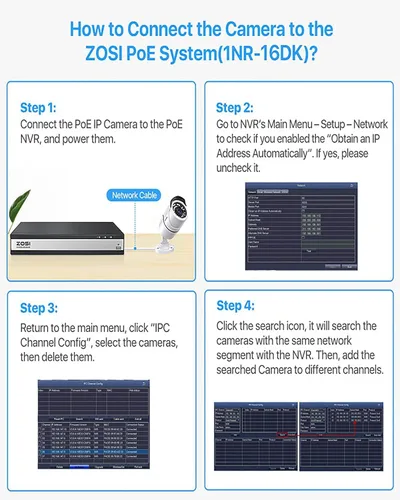 Vista 3 de ZOSI Paquete de 2 cámaras de seguridad PoE complementarias de 5MP con cables Ethernet, visión nocturna de 120 pies, IP66 resistente a la intemperie