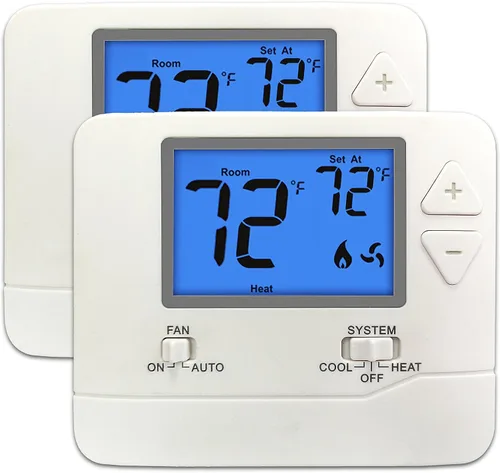 Vista 6 de ELECTECK - Termostato digital no programable, 1 calor/1 frío, negro Compatible with Single Stage Electrical and Gas/Oil System, for home use with