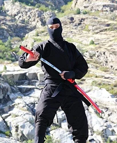 Vista 2 de disfraz auténtico de ninja, 14onzas, incluye cinturón color negro