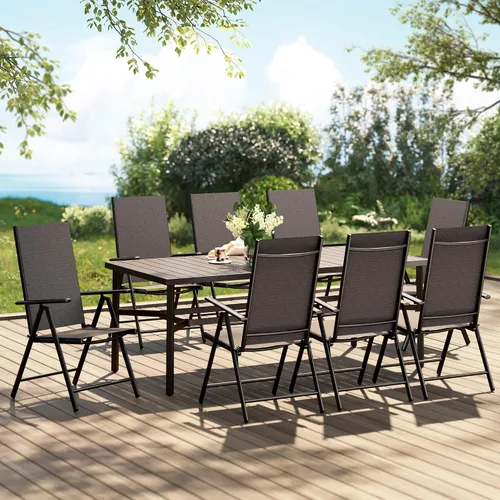 Vista 30 de PHI VILLA Juego de comedor al aire libre para 4, mesa de metal con sillas plegables, negro