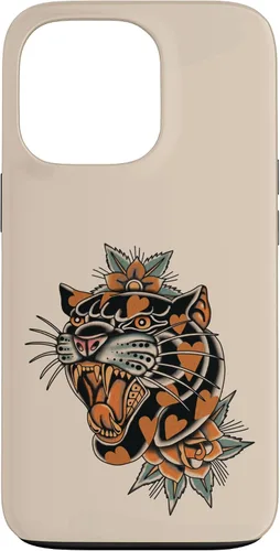 Vista 10 de American Traditional Panther with Hearts Old School Tattoo Case para iPhone 17