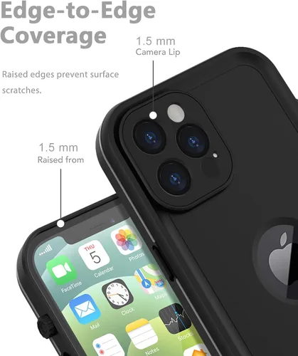 Vista 2 de Para iPhone 12 Pro Max Caso, Impermeable, Cubierta A Prueba De Golpes De Cuerpo Completo Con Protector De Pantalla Para IPhone 12 Promax - Negro