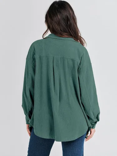 Vista 5 de ANRABESS Chaqueta de pana para mujer, de gran tamaño, manga larga, con botones, para otoño 2023