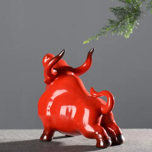 Vista 3 de VOSAREA Wall Street Bulls - Estatuas de buey del zodiaco chino, estatua de toro, escultura de Feng Shui, riqueza, prosperidad, decoración