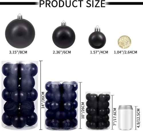 Vista 7 de XmasExp 24 Adornos de Bolas de Navidad Irrompibles Esferas Colgantes para Árbol de Navidad Decoraciones Perfectas para Decoraciones de Halloween
