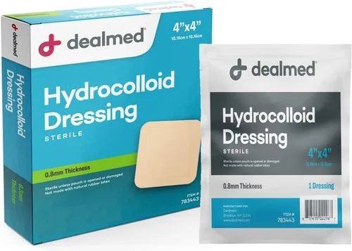 Vista 9 de Dealmed Apósitos hidrocoloides extrafinos de 4 x 4 pulgadas, productos para el cuidado de heridas para botiquines de primeros auxilios, empaquetados