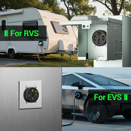 Vista 6 de Receptáculo de carga EV de 50 amperios/salida Nema 14-50 EV con placa de pared: dispositivo de hoja recta resistente, 2.42 "de diámetro, abrazadera