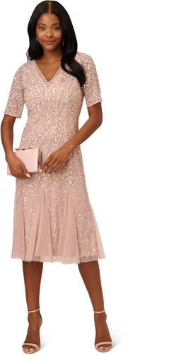Vista 4 de Adrianna Papell Vestido midi con cuentas para mujer