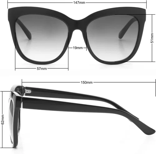 Vista 6 de Circus NY Cc483 - Gafas de sol de gran tamaño para mujer con protección Uv400. Regalos de moda para ella, 2.244 in