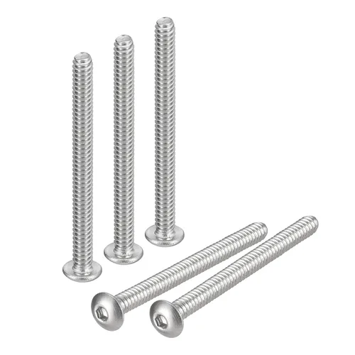 Vista 10 de uxcell #2-56x1 Tornillos con cabeza de botón y muesca hexagonal, 50 unidades de pernos hexagonales de acero inoxidable 304, tornillos allen de rosca