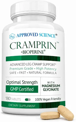 Vista 10 de Approved Science Cramprin - Magnesio de alta absorción, complejo de vitamina B, BioPerine - Calambres musculares - 1 mes de suministro - 60 cápsulas