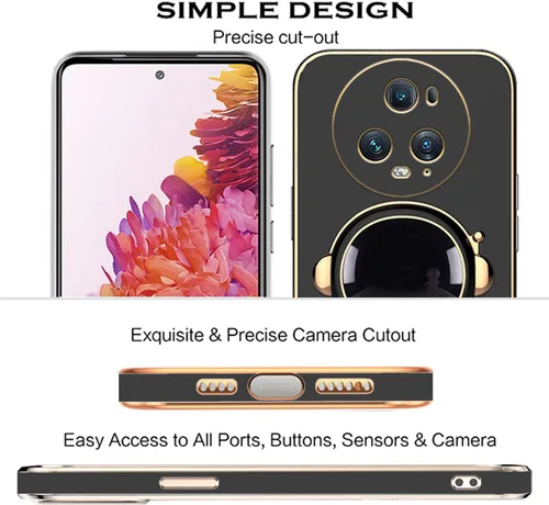 Vista 6 de Compatible con Honor Magic 5 Pro Funda con chapado creativo de astronauta de dibujos animados rosa, funda para teléfono Honor Magic 5 Pro, funda