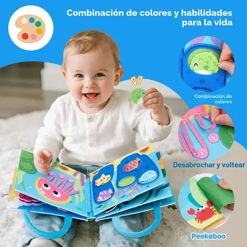 Vista 6 de hahaland Libro de actividades sensoriales Montessori para niños pequeños de 1 a 3 años, juguete de viaje para niños de 1, 2 y 3 años, juguete