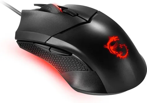 Vista 6 de MSI Clutch GM08 - Mouse para juegos, 4200 DPI, sensor óptico, 3 pesos ajustables, iluminación LED roja, diseño simétrico, color negro