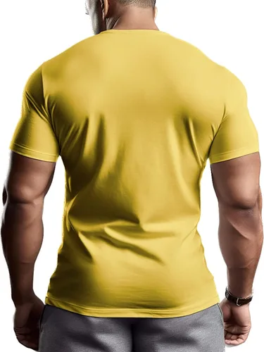 Vista 2 de ReedCA Lion Sidhu - Camiseta de manga corta de algodón para hombre, camiseta atlética para gimnasio, fisicoculturismo, fitness