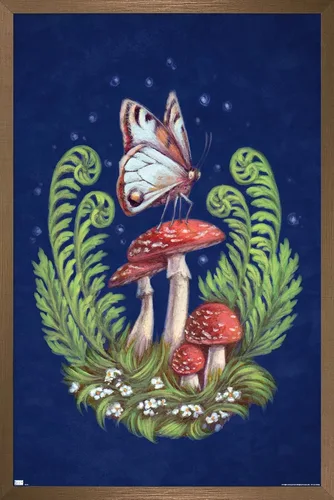 Vista 16 de Trends International Brigid Ashwood - Póster de pared con diseño de mariposas y hongos Versión enmarcada de caoba