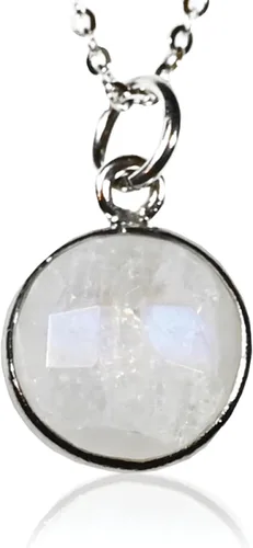 Vista 21 de Collar con colgante redondo, piedras preciosas naturales, labradorita, piedra lunar arcoíris, cristal, cuarzo rosa, amatista, citrino, plata de ley
