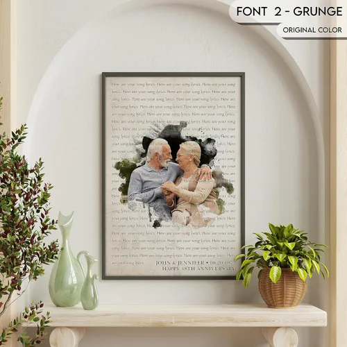 Vista 7 de SANTANNA Letras de música personalizadas, impresiones artísticas para decoración de pared (amor clásico y aniversario de canción favorita)