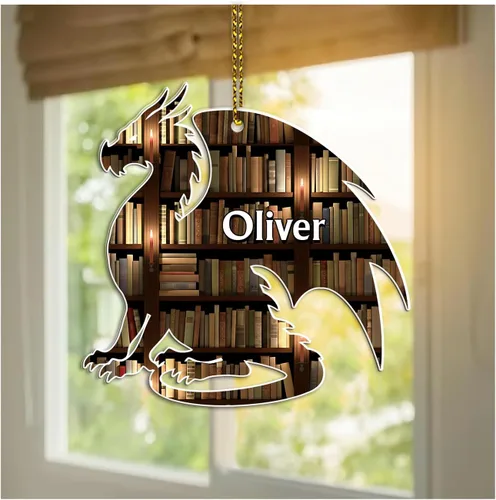 Vista 7 de HYTURTLE Adorno Personalizado de Pila de Libros – Nombre Personalizado y Títulos de Libros Favoritos – Acrílico para Lectores, Miembros de Clubes