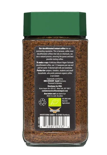 Vista 7 de Mount Hagen Café descafeinado instantáneo orgánico liofilizado de 3.53 onzas Café descafeinado ecológico de comercio justo hecho de granos arábica