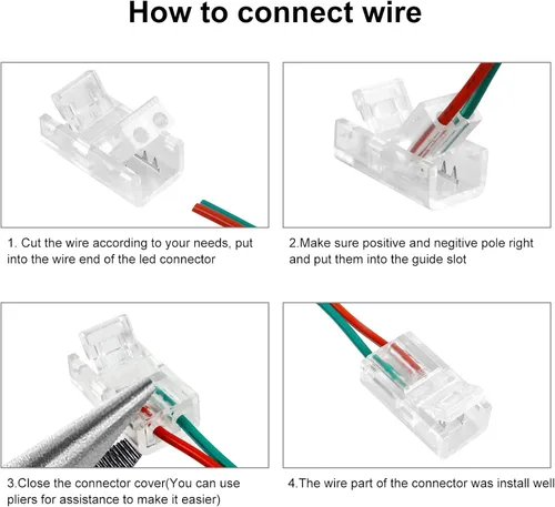 Vista 6 de RGBZONE 10 conectores de tira LED de 2 pines, 0.315 in de ancho, sin cables, sin cables, sin soldadura, conector rápido para tiras de luz LED de un