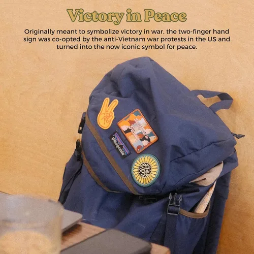 Vista 7 de Peace Fingers – Parche Social Good – Parches bordados de estilo de vida para ropa, adhesivo fuerte, parches bordados para ropa, tela, mochila
