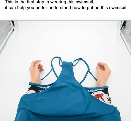 Vista 6 de Zando Trajes de baño tankini para mujer, trajes de baño deportivos para mujer, traje de baño deportivo de dos piezas para mujer, parte superior