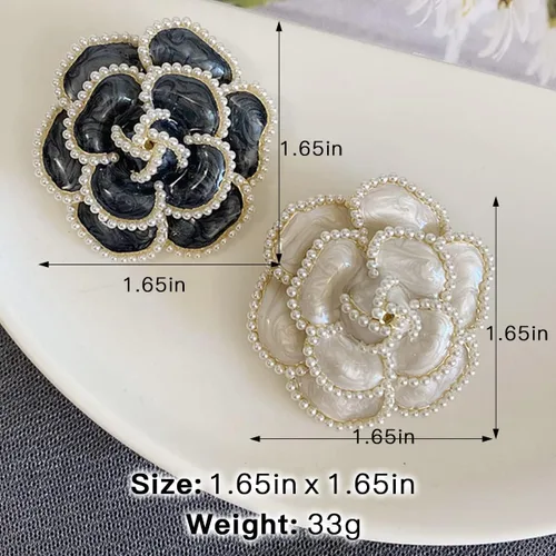 Vista 2 de Broche de flores de 2 piezas, pétalo, elegante, exquisito broche de arte para mujeres, boda, banquete, fiesta, broche simple, Zinc Perla