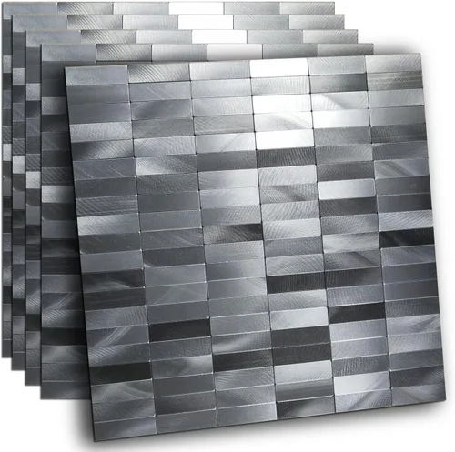 Vista 22 de XUANINY Azulejos de Mosaico de Aluminio Autoadhesivos para Despegar y Pegar, Pegatinas de Azulejos de Pared para Salpicadero de Cocina