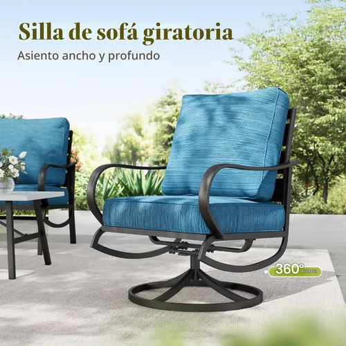 Vista 9 de Sophia & William Juego de muebles de patio con mesa para fogata, azul pavo Azul pavo real