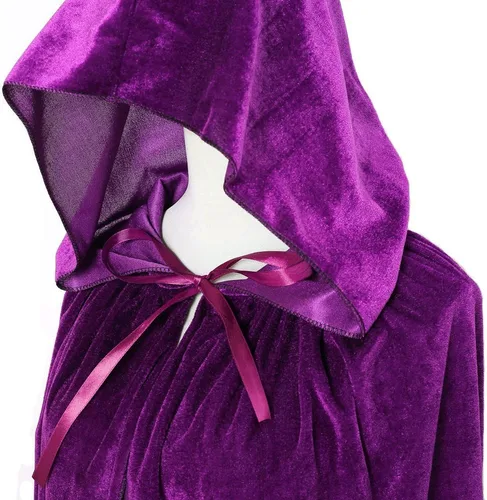 Vista 5 de Capa de terciopelo larga unisex con capucha para disfraz de Halloween, Navidad, cosplay
