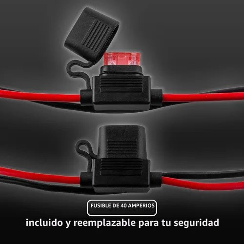 Vista 4 de SafeAMP - Arnés de cables de 12 V, rojo de 2 pines, solo arnés, sin batería