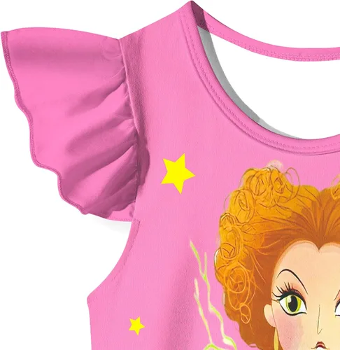 Vista 3 de Yannie Winifred Sarah Mary Sanderson - Vestido de hermana y niña ropa de bruja para niños camisa de manga corta con volantes