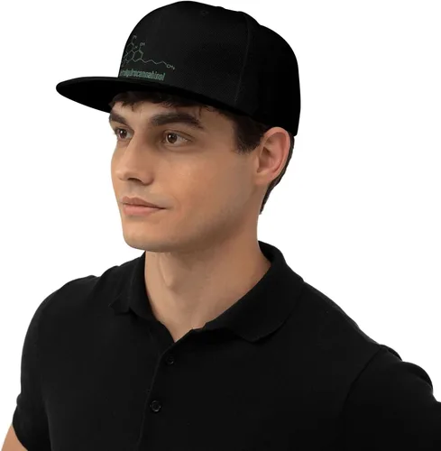 Vista 6 de Snapback Hat THC-Molecule-Weed-Cannabis Trucker Hat Hip Hop Classic Plaid Flat Gorra de béisbol negra, Negro