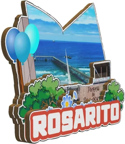Vista 2 de Rosarito - Imán de madera para nevera, diseño de México, monumentos en 3D, recuerdos coleccionables, decoración hecha a mano, 2056