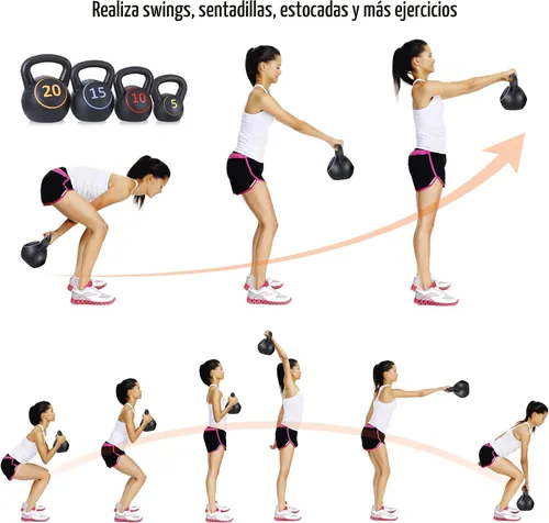 Vista 6 de F2C - Juego de pesas rusas de 4 piezas, juego de pesas para entrenamiento de fuerza, pesas rusas de 5 libras, 10 libras, 15 libras, 20 libras, pesas