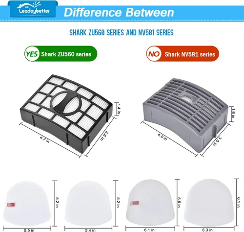 Vista 6 de Filtro de vacío de repuesto para Shark Navigator Zero-M Lift-Away Speed Vertical ZU560 ZU561 ZU562 ZU572 UV650 UV725 ZU660 CU530 ZD400 ZD402 ZD201
