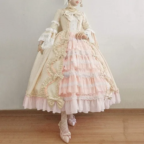 Vista 3 de Ropa gótica para mujer, vestido victoriano para mujer, vestido de Lolita francés, vestido de princesa, vestido renacentista