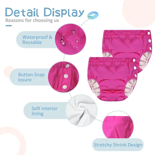 Vista 3 de Durio Pañales de natación para niños pequeños, pañales de natación reutilizables, pañales de natación lavables para bebés, pañales de natación