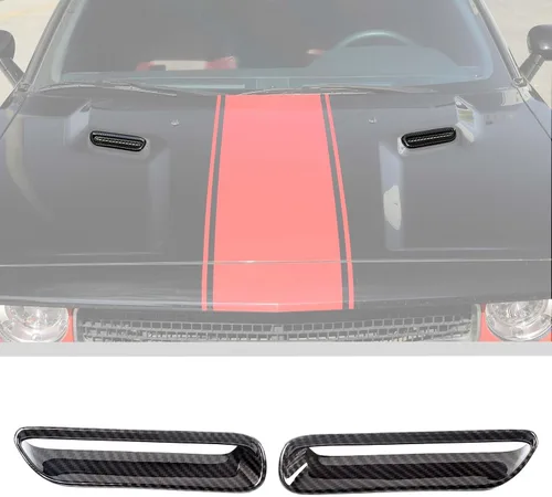 Vista 10 de JWWY Para Challenger Hood Aire Acondicionado Salida de Aire Acondicionado Trim para 2009-2014 Dodge Challenger Accesorios, ABS Rojo 2 piezas