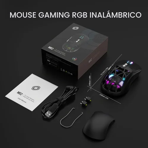 Vista 7 de FD Mouse inalámbrico para juegos, mouse macro programable RGB recargable, 10000 DPI, trimodo 2.4 GHz/BT 5.0 con cable, batería integrada de 3.7 V