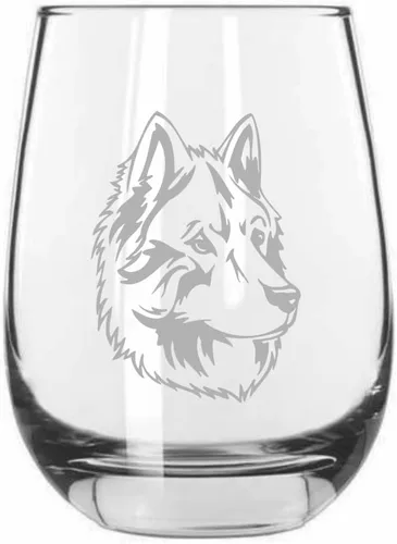 Vista 389 de Shar Pei (chino) - Vaso de vino sin tallo grabado para perro, 15.25 onzas