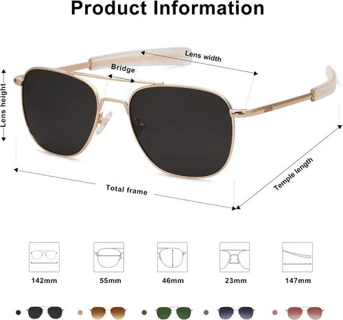 Vista 3 de SOJOS Gafas de sol polarizadas cuadradas pequeñas de aviador para mujeres y hombres, clásicas de doble puente aviadores SJ1179