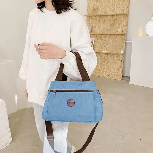 Vista 3 de Lytosmoo Women Canvas Hobo Crossbody Shoulder Tote Bag Vintage Multi-pocket Handbags Casual Purse Messenger Work Bags
