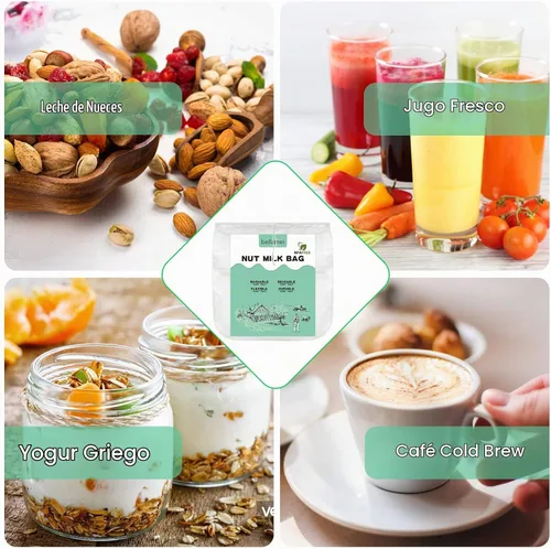 Vista 4 de Paquete de 3 bolsas de leche de nuez de 14 x 14 pulgadas, extra grandes, reutilizables, coladores de alimentos, bolsas de nueces para colar leche