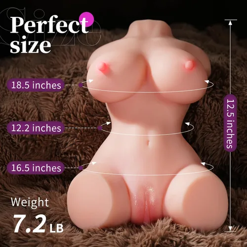 Vista 6 de baiwatt Muñeca sexual de torso femenino realista, masturbador masculino TPE de tamaño real de 7.2 libras para hombres con pechos grandes, curvas