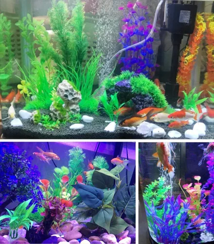 Vista 2 de CousDUoBe - Plantas acuáticas artificiales, pequeñas, para decoración de acuario, plantas hidropónicas de plástico, se utilizan para el hogar