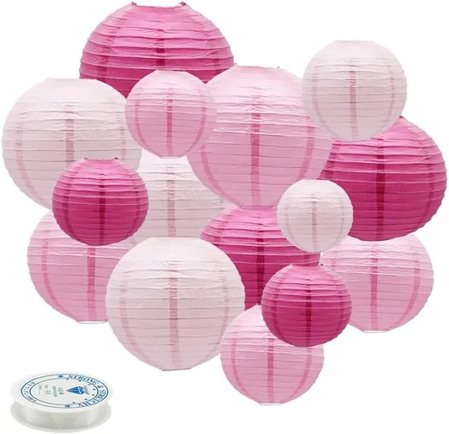Vista 8 de 15 linternas de papel negras y doradas, redondas, colgantes, chinas, de 4, 6, 8, 10, 12 pulgadas, para despedida de soltera, compromiso, boda, bebé