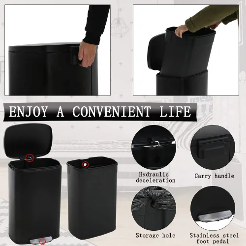 Vista 4 de Dkelincs Bote de basura de acero inoxidable de 13 galones con sensor de movimiento automático para cocina, bote de basura de alta capacidad sin